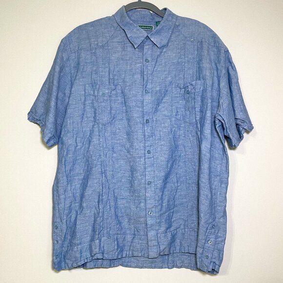 Men's XL Cubavera Linen/Cotton Blend Short Sleeve Button Down Shirt - Picture 1 of 7